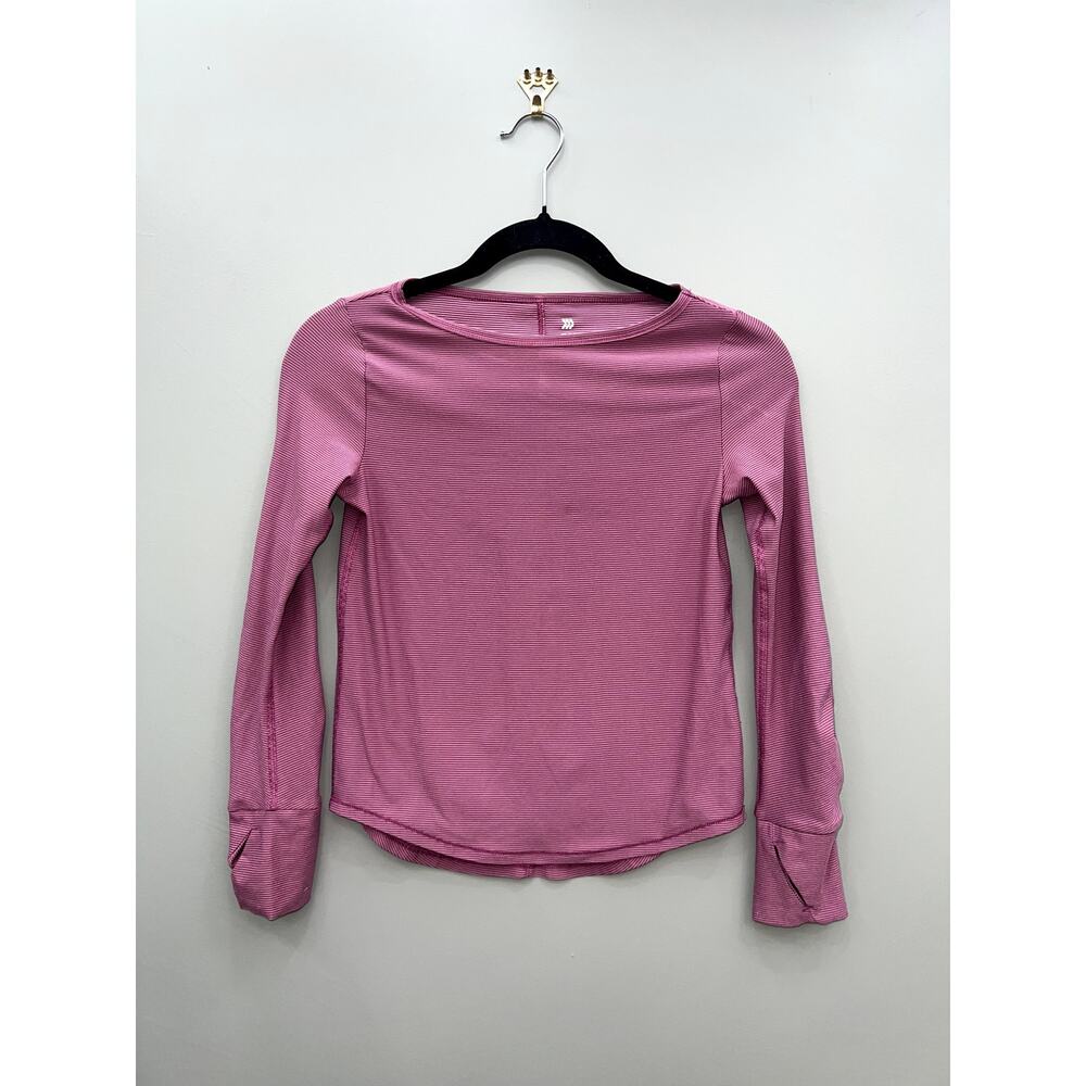 All In Motion Pink Stripe Athletic Long Sleeve Top Girls Medium